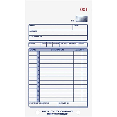 Rediform Sales Order Book, Carbonless, 2 Part, 3.625 x 6.375 Inches, 50 Forms (5L240) - Image 1