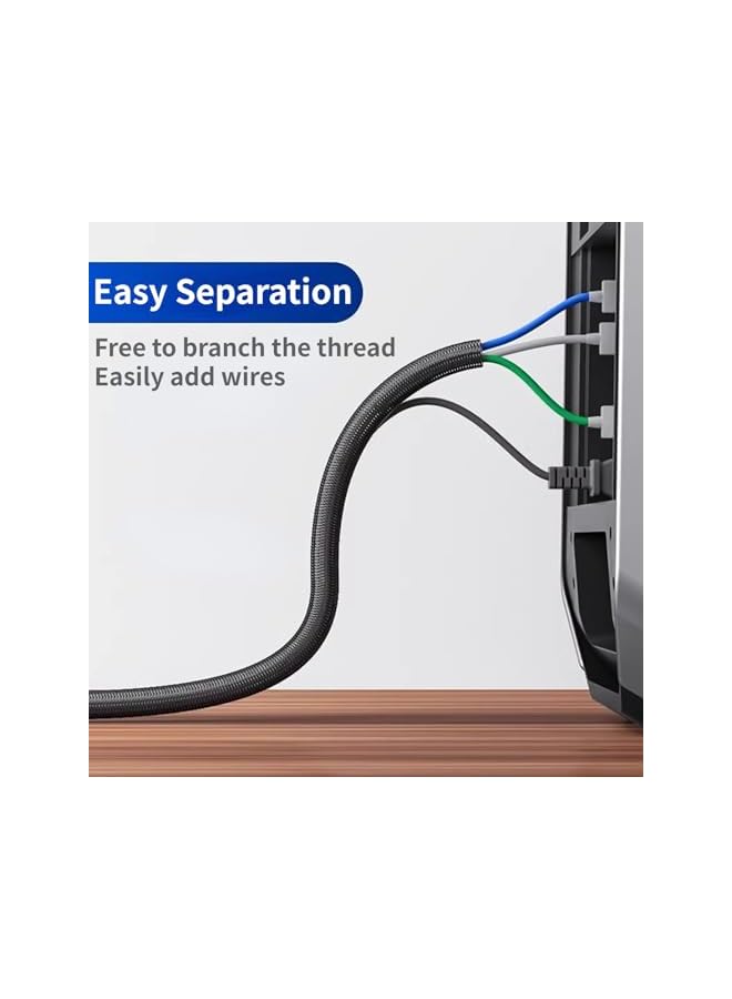 promass 5M Cable Management Cord Organizer 16mm, 16ft 2/3 inch Cable Sleeves Wire Organizer for Computer TV Home Cable Protector Cover (Black) - Image 5