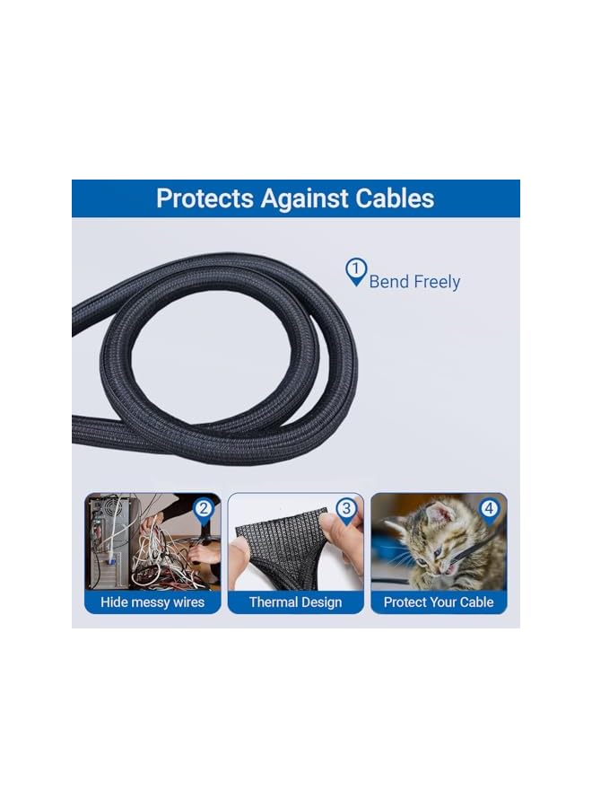 promass 5M Cable Management Cord Organizer 16mm, 16ft 2/3 inch Cable Sleeves Wire Organizer for Computer TV Home Cable Protector Cover (Black) - Image 3