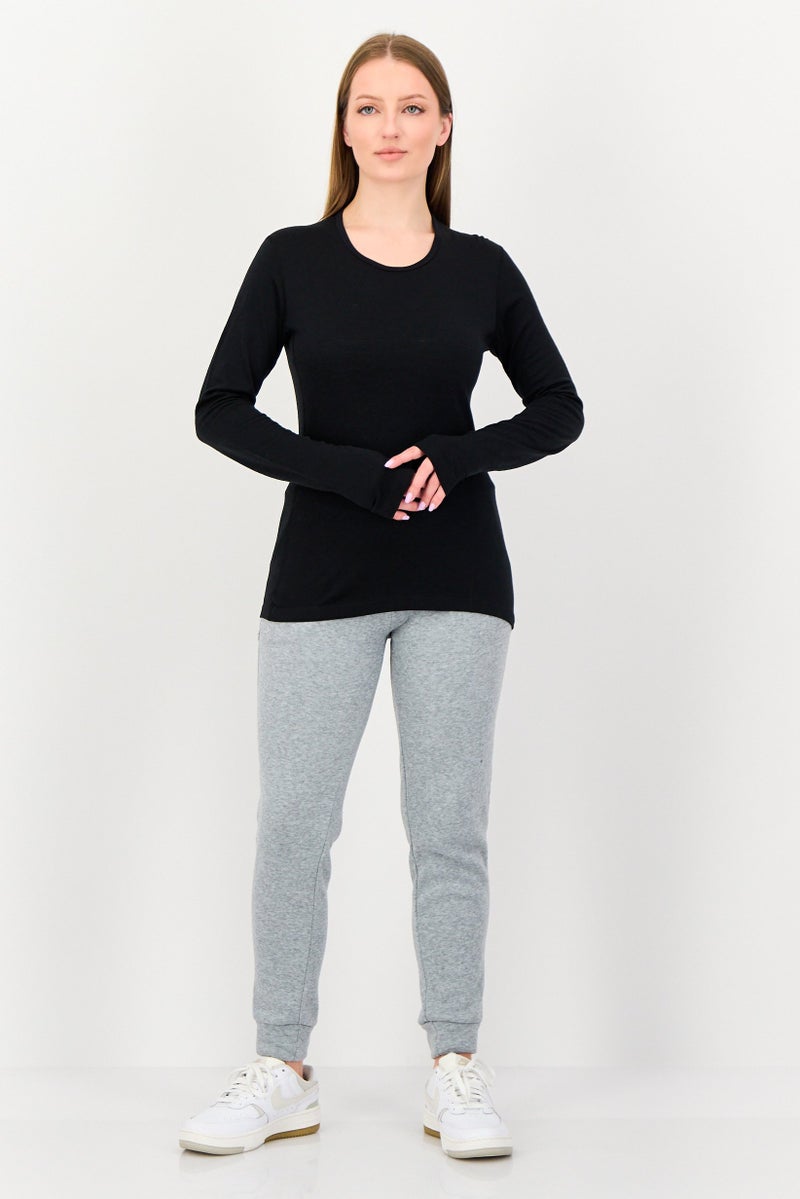 Adidas تي شيرت تدريب طويل الأكمام للنساء، أسود - Image 4