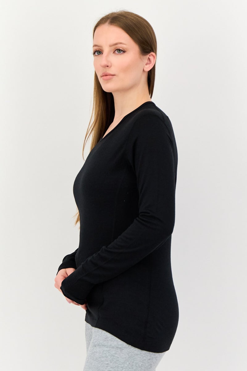 Adidas تي شيرت تدريب طويل الأكمام للنساء، أسود - Image 2