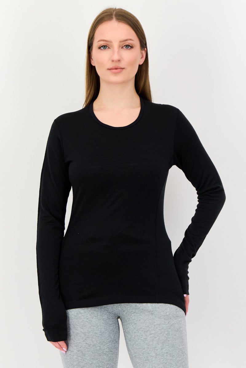 Adidas تي شيرت تدريب طويل الأكمام للنساء، أسود - Image 1