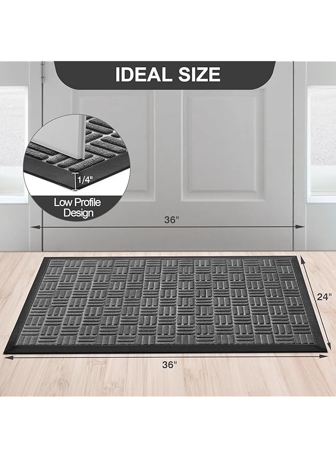 erorex Doormats Outdoor Durable Front Entrance Door Mat Outdoor Indoor Heavy Duty Doormat Entryway Floor Mat Non Slip Rubber Backing Easy Clean Shoe Scraper For Entryway，24 Inch X36 Inch Black - Image 2