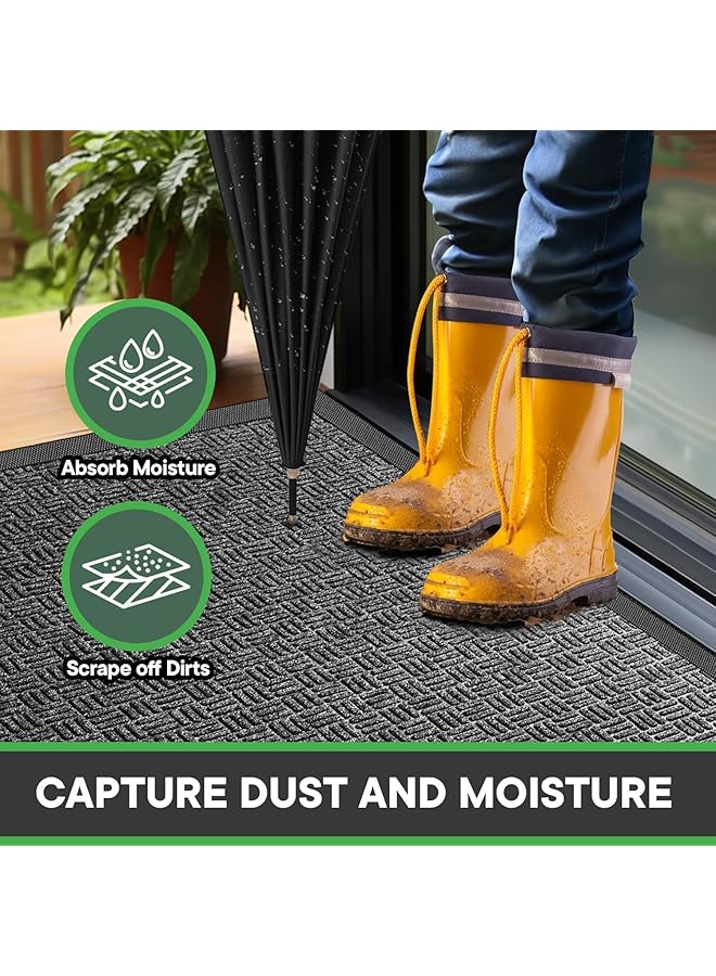 erorex Doormats Outdoor Durable Front Entrance Door Mat Outdoor Indoor Heavy Duty Doormat Entryway Floor Mat Non Slip Rubber Backing Easy Clean Shoe Scraper For Entryway，24 Inch X36 Inch Black - Image 3