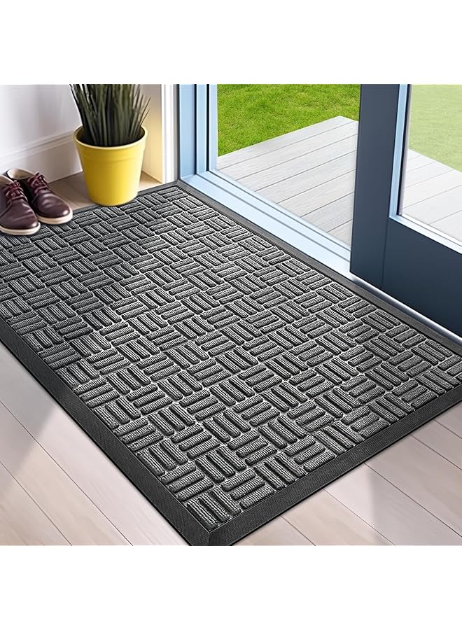 erorex Doormats Outdoor Durable Front Entrance Door Mat Outdoor Indoor Heavy Duty Doormat Entryway Floor Mat Non Slip Rubber Backing Easy Clean Shoe Scraper For Entryway，24 Inch X36 Inch Black - Image 1