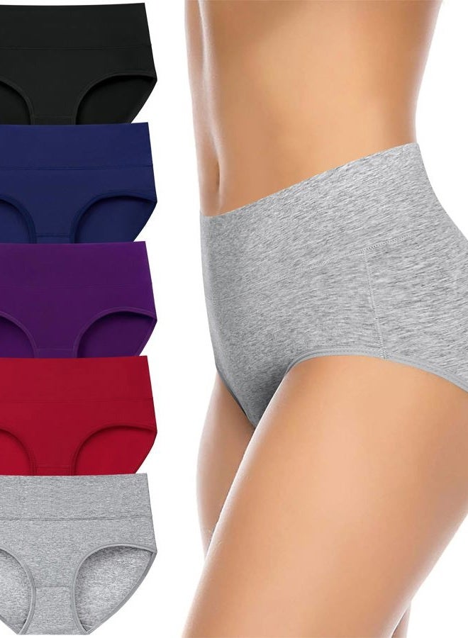 Annenmy Womens Cotton Underwear High Waisted Full Briefs Soft Stretch Breathable Ladies Panties, Dark, 5-pack, XL - Image 1