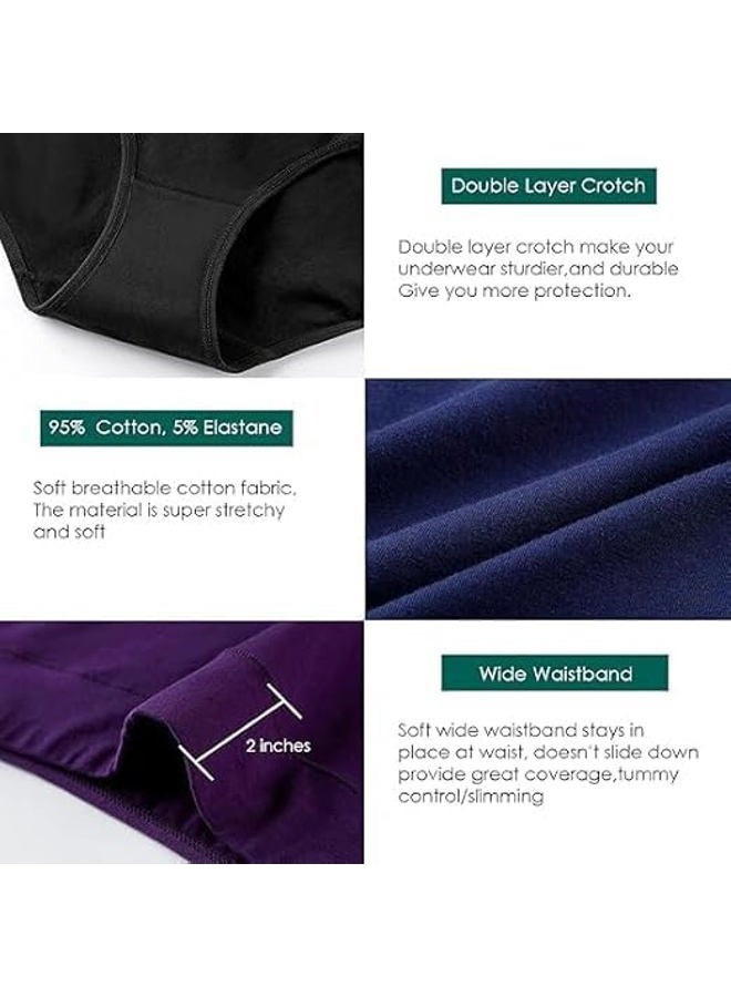 Annenmy Womens Cotton Underwear High Waisted Full Briefs Soft Stretch Breathable Ladies Panties, Dark, 5-pack, XL - Image 5