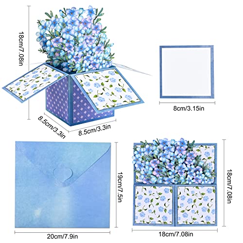 Giiffu Watercolor Bouquet Pop Up Greeting Cards - Forget-me-not Floral, Handmade 3D Flower Pop Up Box Card, Cards for Thinking of You, Sympathy, Get Well Soon, 3D Birthday Card - Image 2