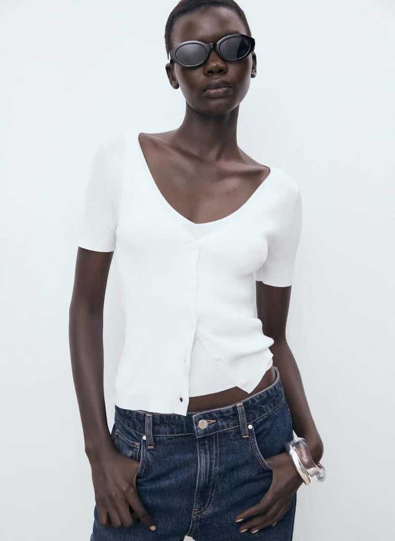 MANGO Mixed Ribbed Sweater  - Image 1