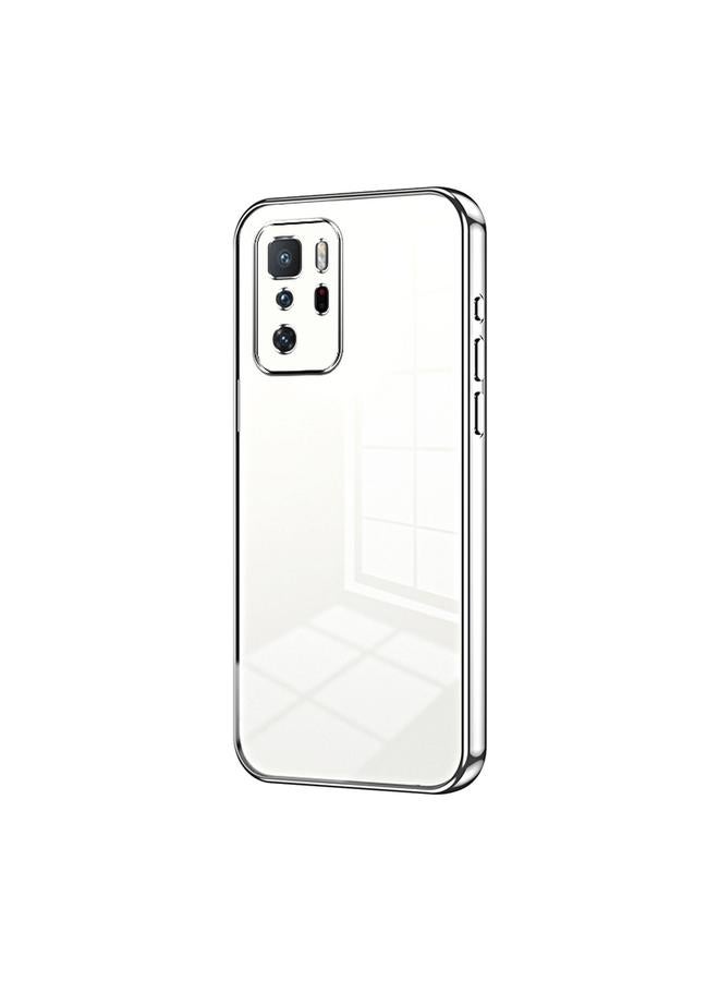 Zaboon For Xiaomi Redmi Note 10 Pro 5G/Poco X3 GT Transparent Plating Fine Hole Phone Case(Silver)