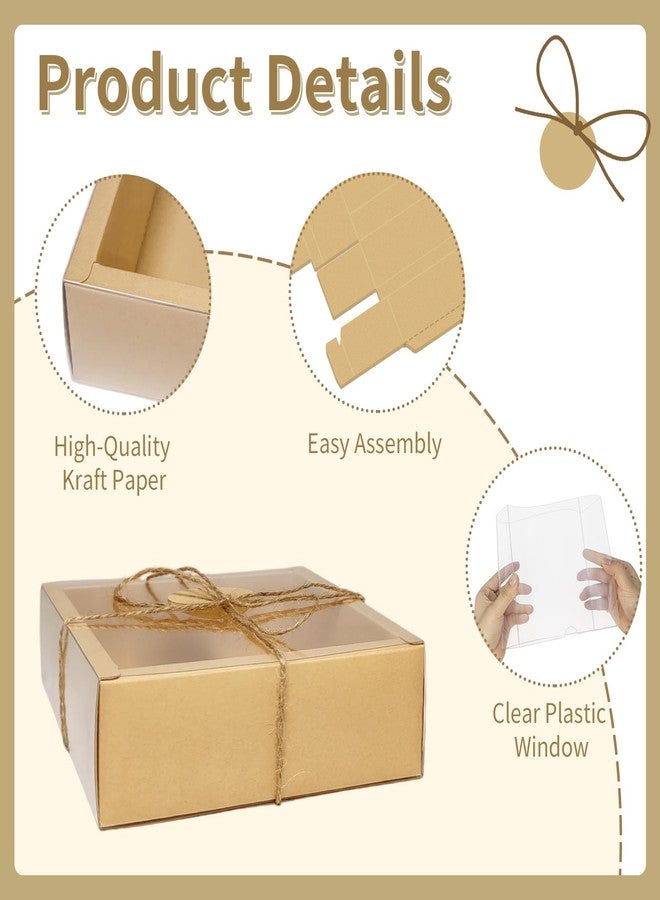 Corsiampoo 30 Sets Drawer Kraft Cardboard Boxes, 6.5 x 6.5 x 2 Inches Gift Boxes with Window, Homemade Soap Box with Blank Tags,Jute String and Raffia, Ideal for Cookie, Candy, Party Favors - Image 4