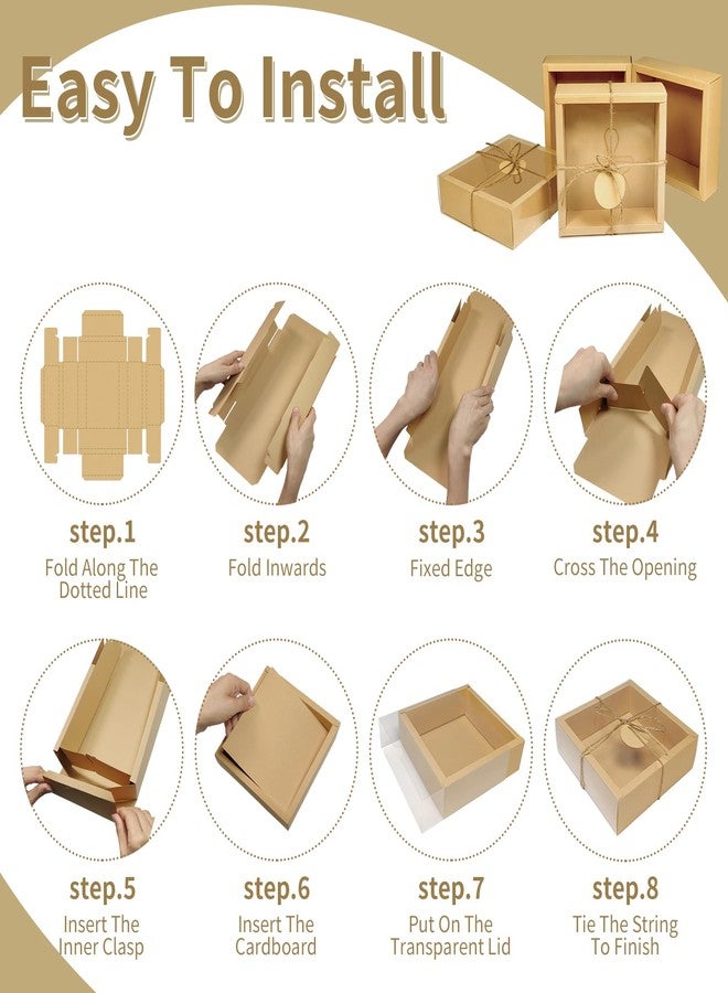 Corsiampoo 30 Sets Drawer Kraft Cardboard Boxes, 6.5 x 6.5 x 2 Inches Gift Boxes with Window, Homemade Soap Box with Blank Tags,Jute String and Raffia, Ideal for Cookie, Candy, Party Favors - Image 5