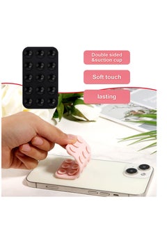 Excefore 2 Pack Silicone Suction Phone Case, Double Sided Suction Cup, Anti-Slip Hands-Free Mobile Accessory Holder, Suitable for Videos and Selfies (Black, Light Pink)  - Image 3
