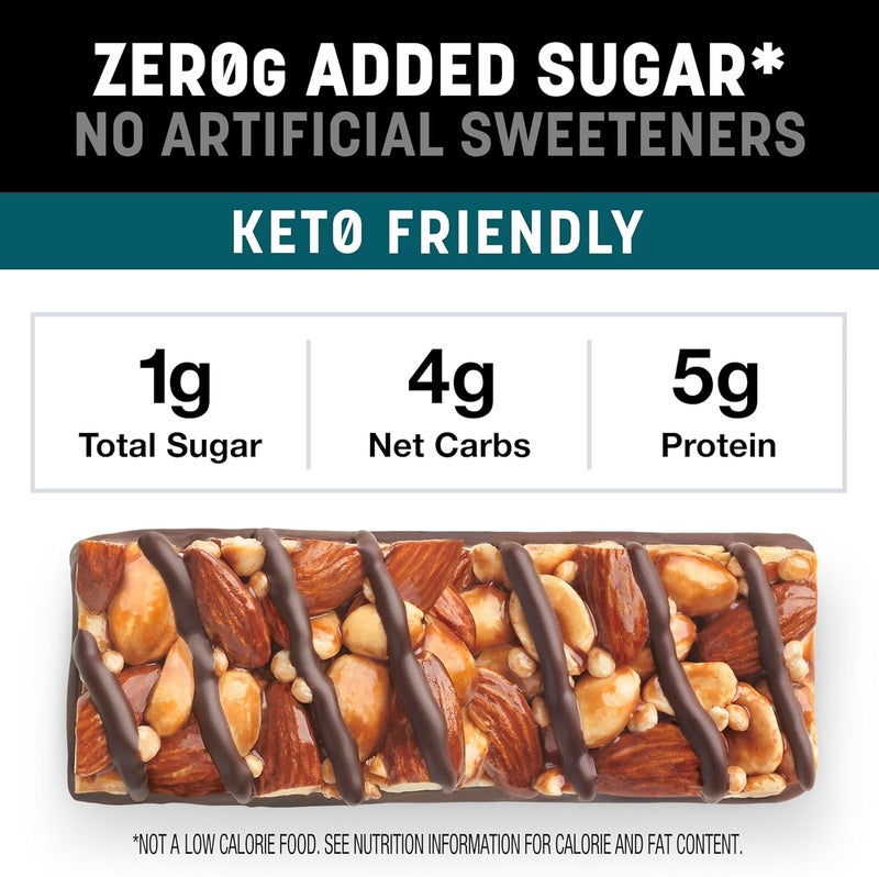 KIND ZERO Added Sugar Bars Variety Pack - Dark Chocolate Nuts & Sea Salt, Caramel Almond & Sea Salt, Peanut Butter Dark Chocolate - Keto Friendly, Gluten Free, 15 Count - Image 3