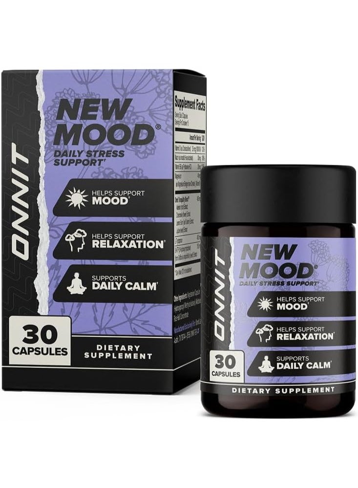 أونيت كبسولات جديدة لدعم المزاج اليومي ومكافحة التوتر، من إنتاج IGEN™، خالية من الكائنات المعدلة وراثيًا، مكمل غذائي لدعم النوم والمزاج للرجال والنساء، كبسولات يومية لإدارة التوتر، 30 كبسولة - Image 1