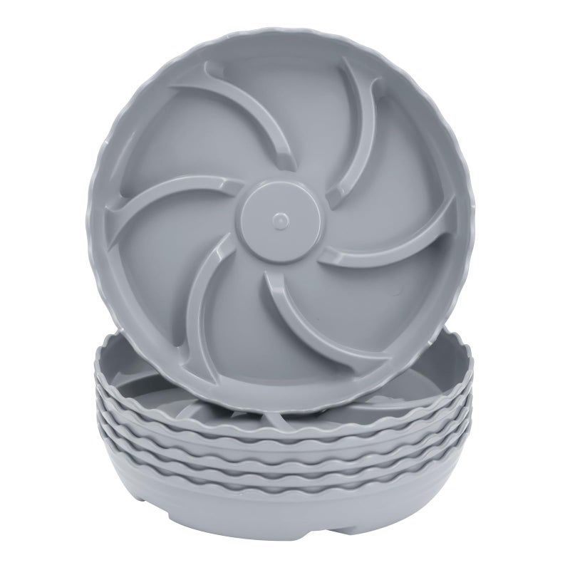 ittyfei 6 Pack 6 Inch Plant Trays for Pots, Raised Ridge Plant Saucers,8 10 12 14 Inch Durable Plastic Plant Pot Saucer,Gray Round Plant Water Catcher Tray for Indoors and Outdoors(Gray, 6â€˜â€™6pack) - Image 1