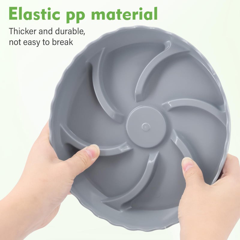 ittyfei 6 Pack 6 Inch Plant Trays for Pots, Raised Ridge Plant Saucers,8 10 12 14 Inch Durable Plastic Plant Pot Saucer,Gray Round Plant Water Catcher Tray for Indoors and Outdoors(Gray, 6â€˜â€™6pack) - Image 4