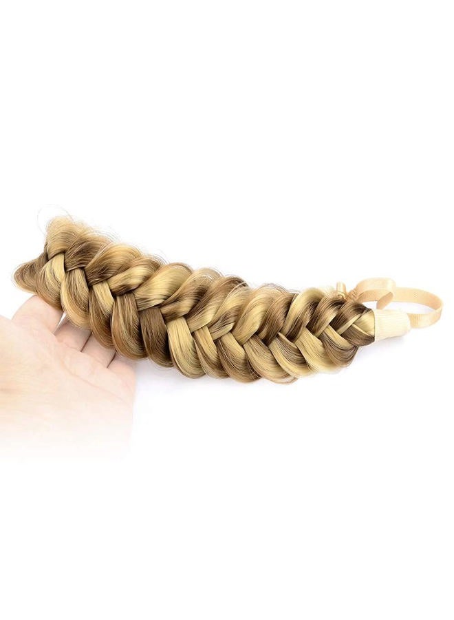 BOBIYA Messy Wide 2 Strands Synthetic Hair Braided Headband Classic Chunky Hair Braid Headbands Elastic Stretch Braid Headbands (Highlighted) - Image 2