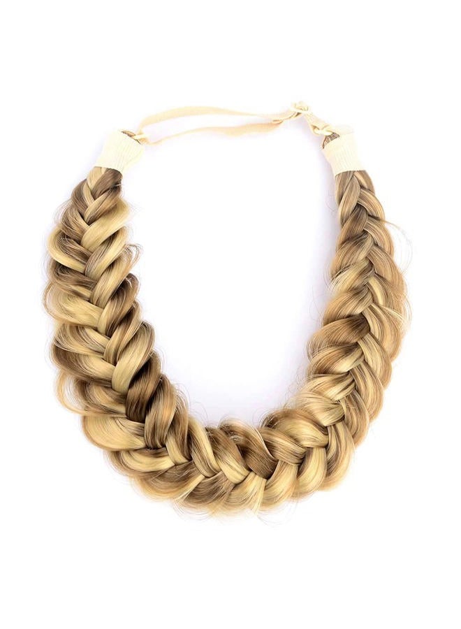 BOBIYA Messy Wide 2 Strands Synthetic Hair Braided Headband Classic Chunky Hair Braid Headbands Elastic Stretch Braid Headbands (Highlighted) - Image 4