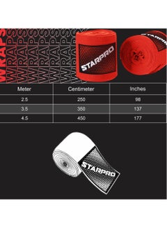Starpro Boxing Hand Wraps - Carbon Woven Cotton Bandages - 2.55m 3.5m 4.5m - Boxing Wraps For Men Women Kids for Training Sparring Fitness & Martial Arts  - Image 2