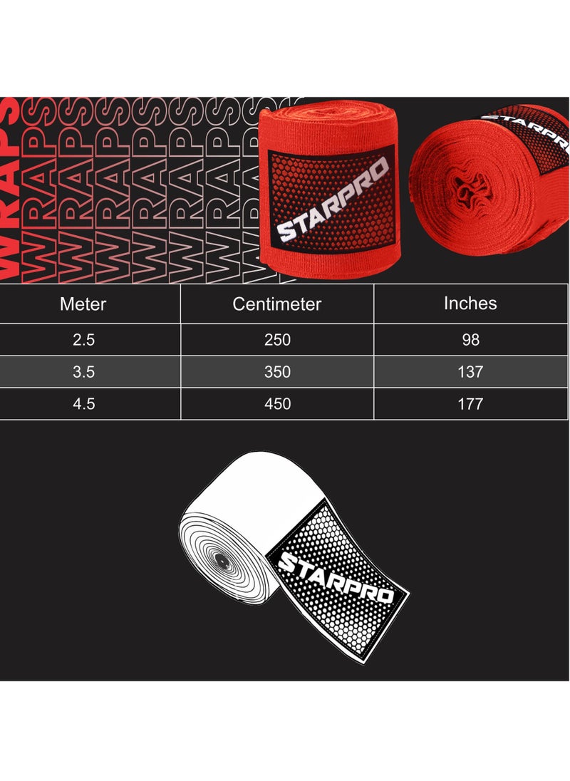 Starpro Boxing Hand Wraps - Carbon Woven Cotton Bandages - 2.55m 3.5m 4.5m - Boxing Wraps For Men Women Kids for Training Sparring Fitness & Martial Arts  - Image 2