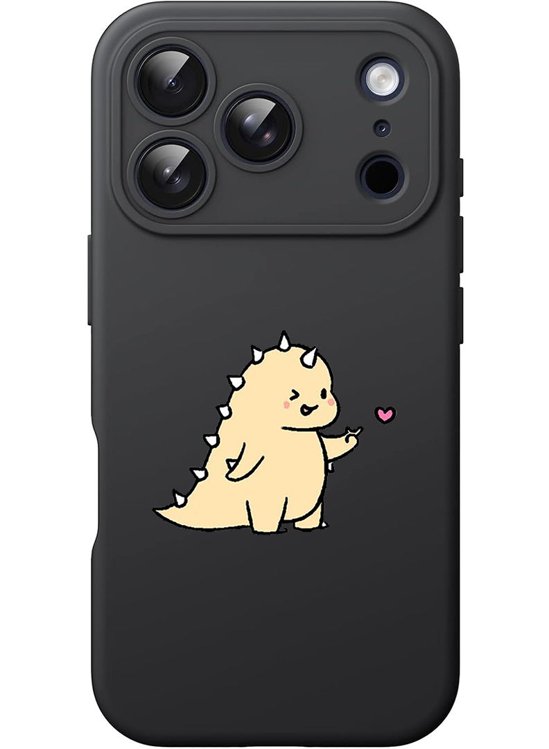 Theodor Protective Slim Fit Case Liquid Silicone Cover with Full Body Protection Anti-Scratch Shockproof Case For Apple iPhone 17 Pro Max (Black) Dino love - Image 1