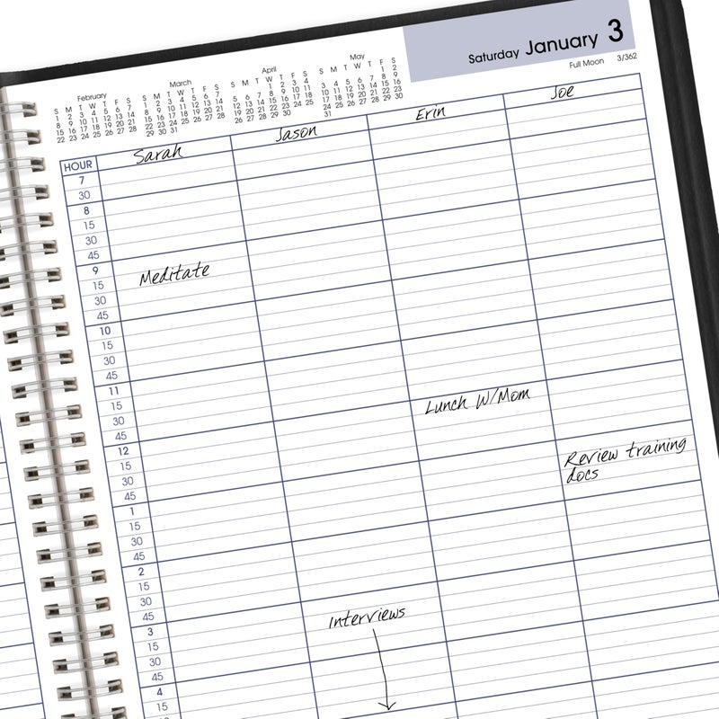 AT-A-GLANCE 2026 Appointment Book Planner, Daily, Four Person Group Planner, 8" x 11", Large, Quarter-Hourly, DayMinder, Black (G5600026) - Image 4