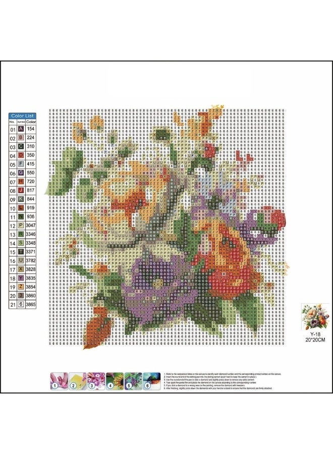 Diamond Painting Kit 5D Diamond Art Set for Kids & Adults DIY Wall Decor Craft,  Peonies Boquet Design, Acrylic Diamonds, Adhesive Canvas with Wooden Frame, Relaxing Hobby Art Kit, 20x20 cm - Image 4