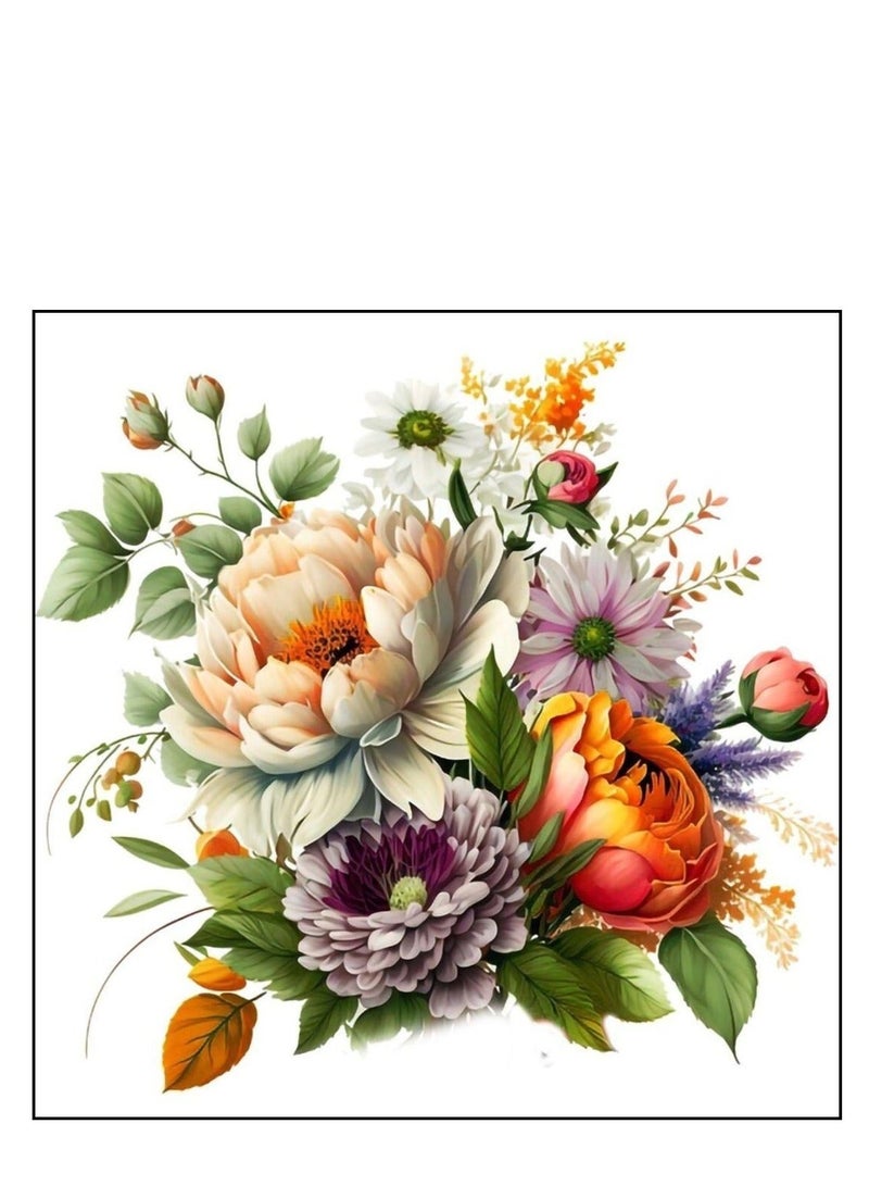 Diamond Painting Kit 5D Diamond Art Set for Kids & Adults DIY Wall Decor Craft,  Peonies Boquet Design, Acrylic Diamonds, Adhesive Canvas with Wooden Frame, Relaxing Hobby Art Kit, 20x20 cm - Image 2