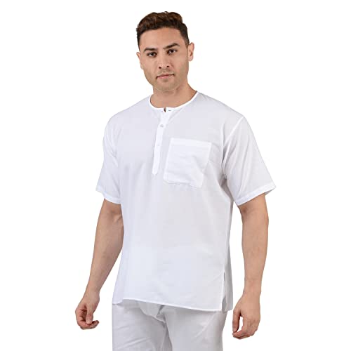 Maharaja Men's Cotton Straight Fit White Short Kurta | Pack of 2 [MSHK010.10-40] - Image 2