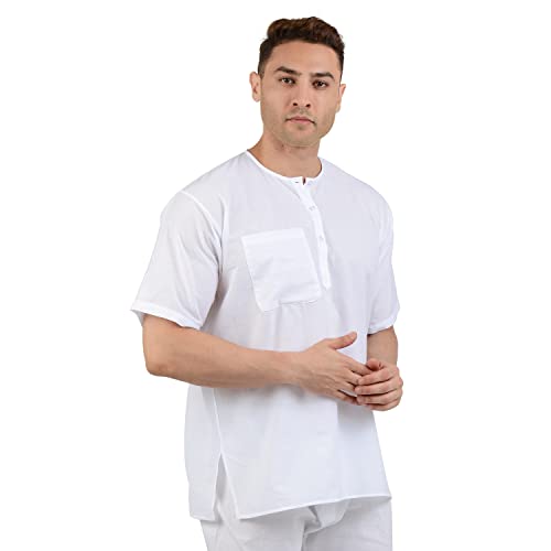 Maharaja Men's Cotton Straight Fit White Short Kurta | Pack of 2 [MSHK010.10-40] - Image 3