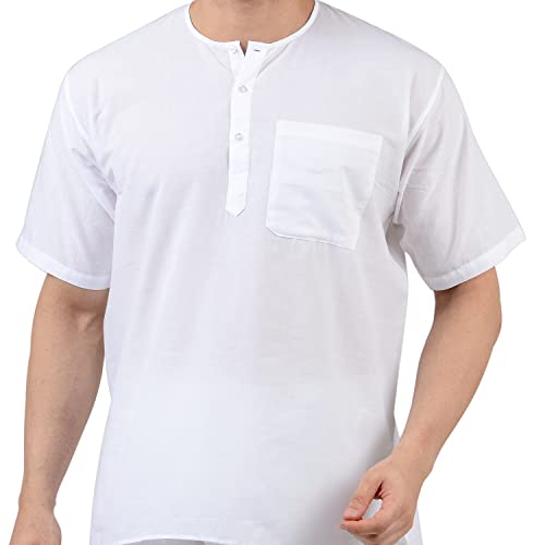 Maharaja Men's Cotton Straight Fit White Short Kurta | Pack of 2 [MSHK010.10-40] - Image 5