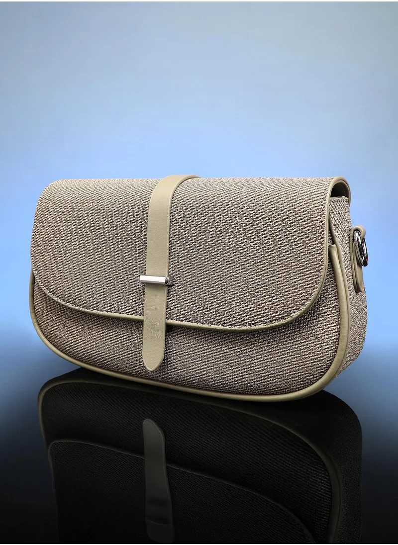 صوص هاوت Women's The Ribbed-Structured Sling Bag With Pouch - Olive Green