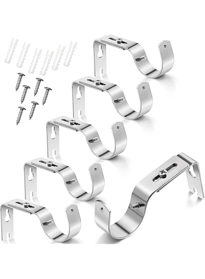 erorex 6 Pack Adjustable Curtain Rod Brackets, Heavy Duty Drapery Rod Holders, Hardware Window Curtain Rod Support Hanger for 1 Inch Rod with Installation Screws, Durable and Anti-rust  - Image 1