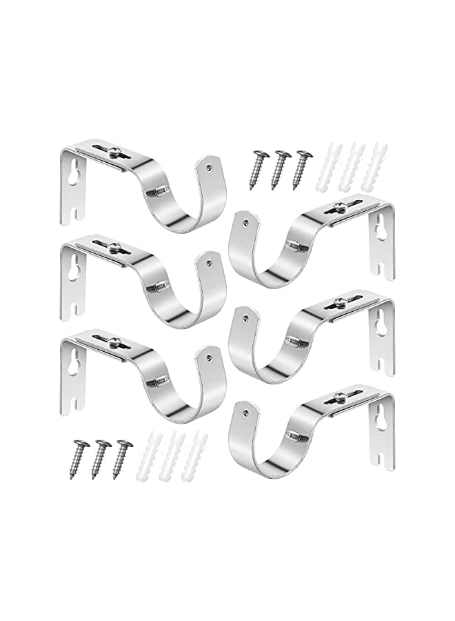erorex 6 Pack Adjustable Curtain Rod Brackets, Heavy Duty Drapery Rod Holders, Hardware Window Curtain Rod Support Hanger for 1 Inch Rod with Installation Screws, Durable and Anti-rust  - Image 3