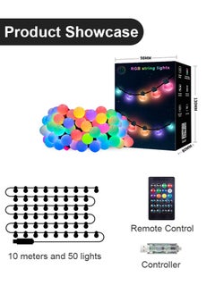 Perfii 50 Bulbs RGB String Lights, Smart Outdoor Decor with Remote, App Control and WiFi Color Changing Music Sync, Waterproof, Indoor Outdoor Decor  - Image 4