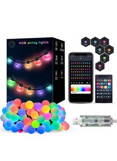 Perfii 50 Bulbs RGB String Lights, Smart Outdoor Decor with Remote, App Control and WiFi Color Changing Music Sync, Waterproof, Indoor Outdoor Decor  - Image 1