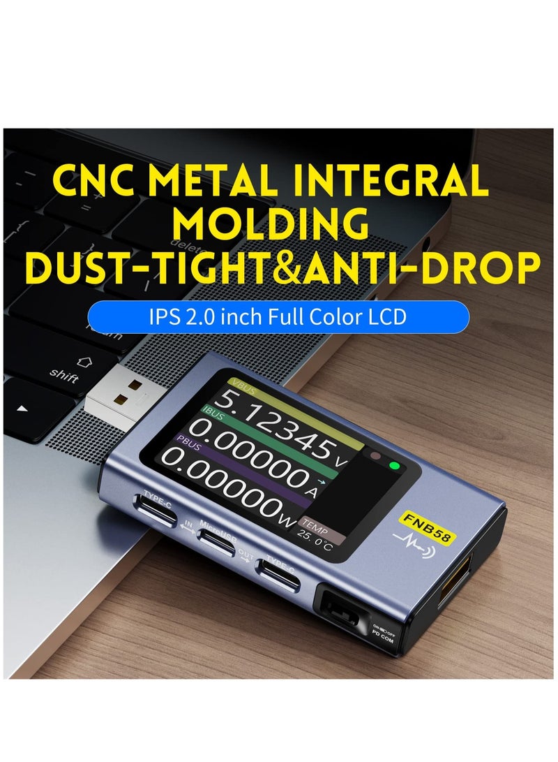 USB C Tester 4-28V 7A LCD A&C Voltage Current Power Multimeter with Bluetooth Fast Charge Detection Trigger Capacity Ripple Measurement PD2.0 PD3.0 QC2.0 QC3.0 - Image 2