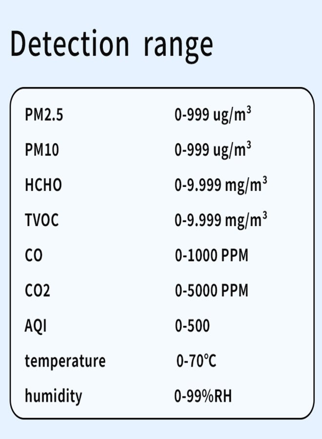 Tuya WiFi Multifunctional Air Quality Meter Household HCHO TVOC Carbon Monoxide CO2 PM2.5 PM10 Tester Portable Temperature Humidity Detector 2.8-inch TFT Display with Alarm Function - Image 2