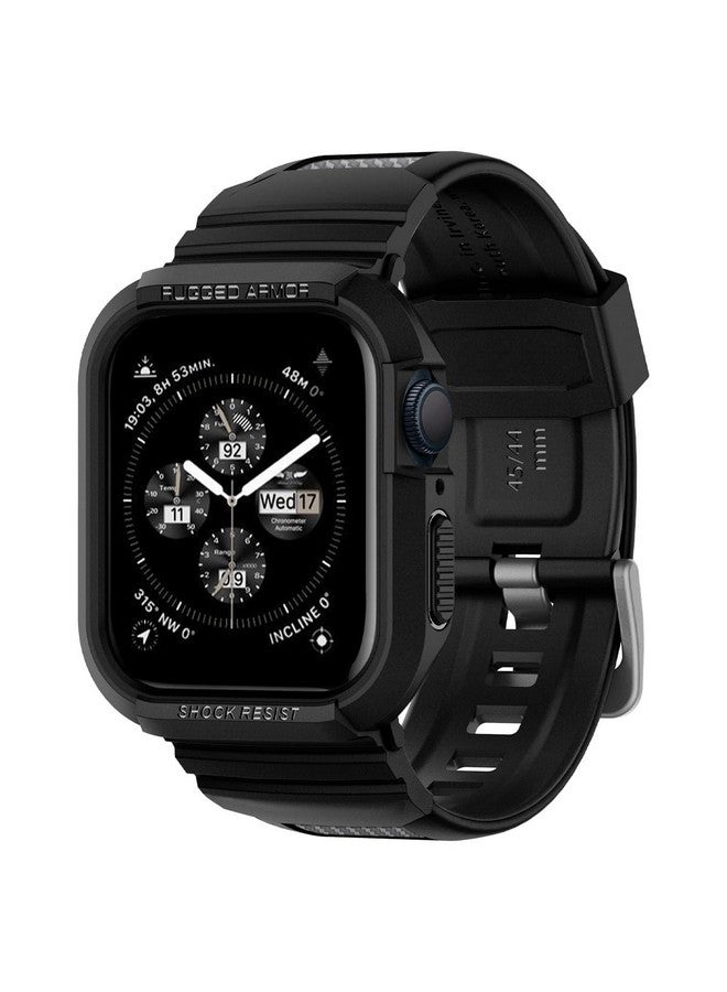 Sounce Sounce Rugged Armor Bands Compatible with Apple Watch Band Strap for iWatch Series 8 7 6 5 4 3 2 SE [Watch NOT Included] (42MM 44MM 45MM / 49MM Ultra, Black) - Image 1
