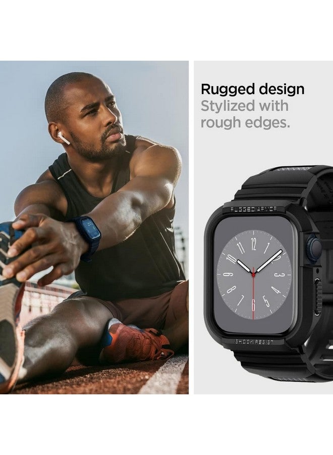 Sounce Sounce Rugged Armor Bands Compatible with Apple Watch Band Strap for iWatch Series 8 7 6 5 4 3 2 SE [Watch NOT Included] (42MM 44MM 45MM / 49MM Ultra, Black) - Image 3