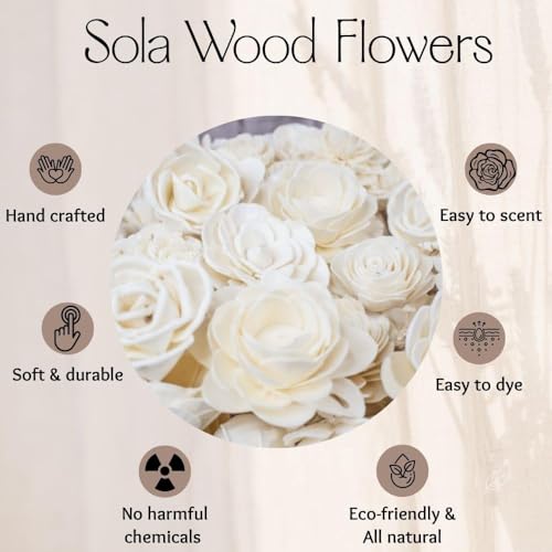 PRANSUNITA Sola Wood Diffuser Aromatherapy Flowers (No Bark) - Artificial Handmade for Decoration, Flower Bouquets, Centerpieces, DIY Home Decor and Craft Supplies – 6 cm Dia – Pack of 10 pcs - Image 3