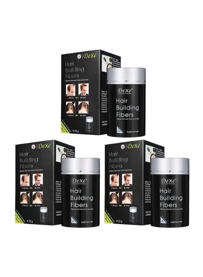 Dexe Hair Building Fibers 3 pcs Set  Instantly Conceal Hair Loss Natural Thickening Fibers Fast and Quick Hair Fiber Powder Hair Shadow Powder Hair Root Concealer Dark Brown 02 - Image 1