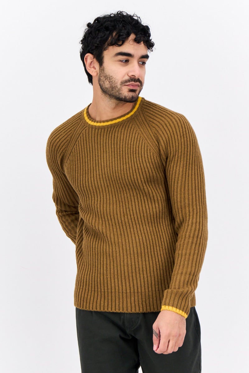 Sorbino Men Crew Neck Knitted Sweater, Brown - Image 1