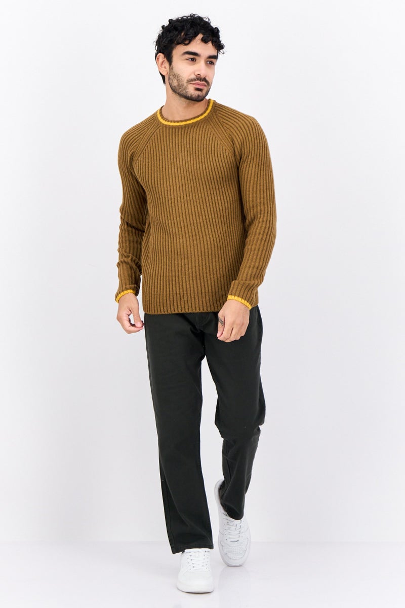 Sorbino Men Crew Neck Knitted Sweater, Brown - Image 4