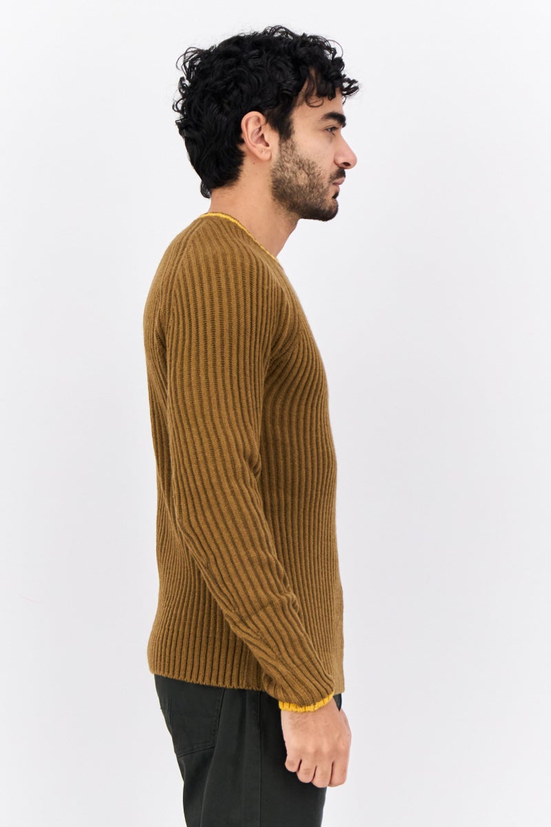 Sorbino Men Crew Neck Knitted Sweater, Brown - Image 2