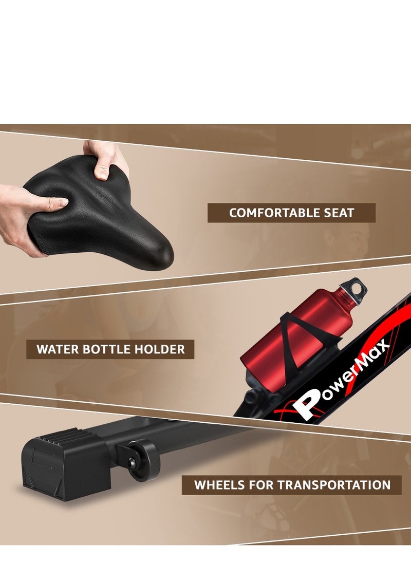 باورماكس فيتنيس - دراجة التمرين PowerMax Fitness BS-130 Spin [دولاب الموازنة 8 كجم، الحد الأقصى لوزن المستخدم 130 كجم، شاشة LCD، 3 قطع كرنك، حامل زجاجة، دواسات مضادة للانزلاق ومقعد مريح] ضمان سنة واحدة من المصنع، أسود - Image 1