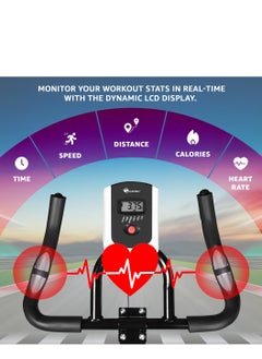 PowerMax Fitness PowerMax Fitness BS-130 Spin Exercise Bike [8Kg Flywheel, Max User Weight 130kg, LCD Display, 3pc Crank, Bottle Holder, Anti-slip Pedals and Comfortable Seat] Black  - Image 3
