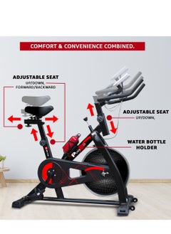 PowerMax Fitness PowerMax Fitness BS-130 Spin Exercise Bike [8Kg Flywheel, Max User Weight 130kg, LCD Display, 3pc Crank, Bottle Holder, Anti-slip Pedals and Comfortable Seat] Black  - Image 4