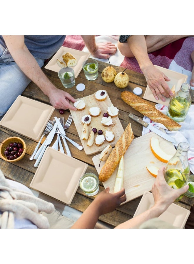 125 Pack Compostable Square Plates, 6 inch Disposable Paper Plates, Eco-friendly Heavy Duty Biodegradable Sugarcane Plates - Image 5